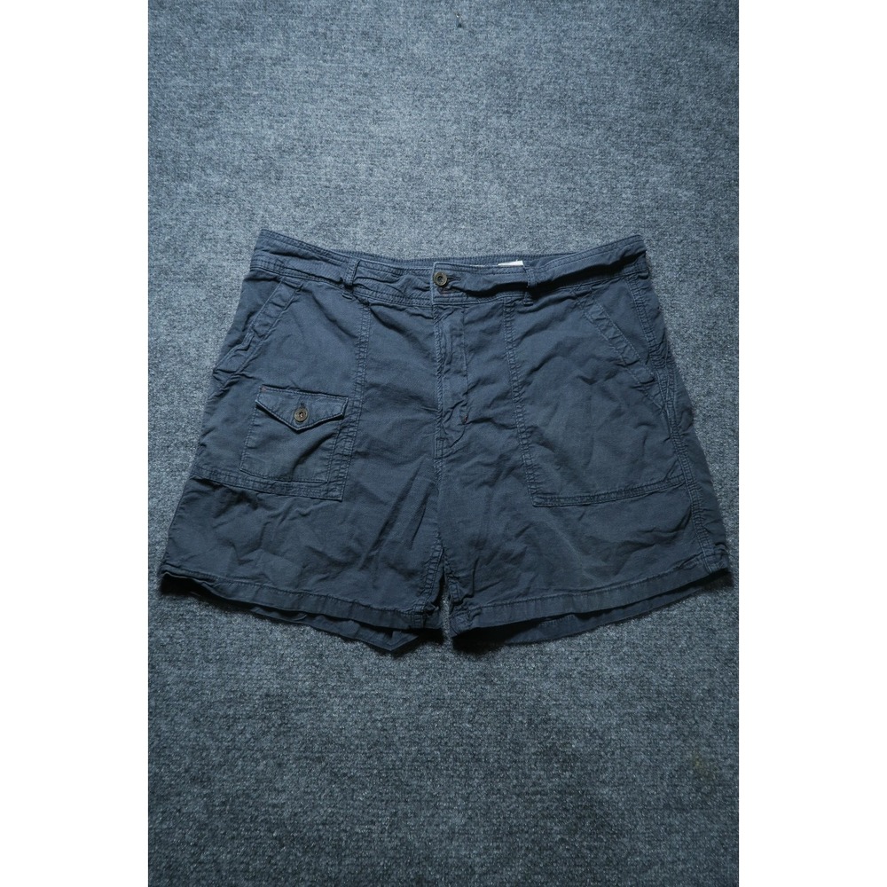 Anthropologie The Wanderer Cargo Shorts Women Size 32 Blue Utility Cotton Linen